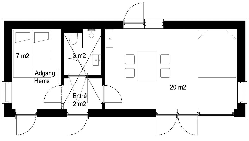 Til kategorien anneks 40 m2 udbyder RODAM Home dette anneks på 44 m2